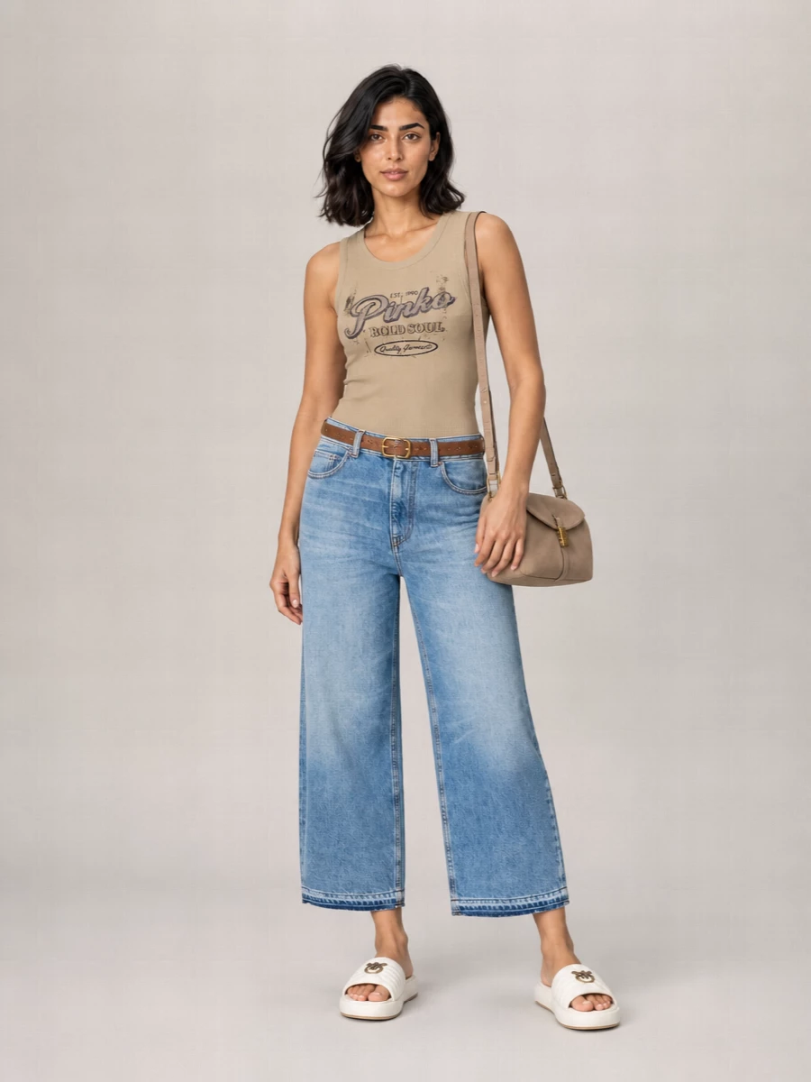 Pinko Ribbed Logo-Print Tank Top