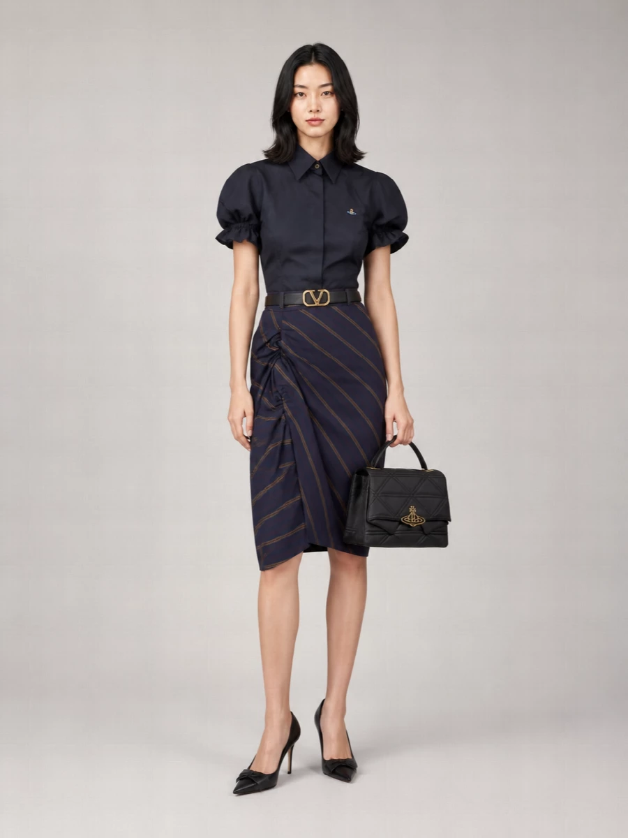 Vivienne Westwood Embroidered Puff Sleeve Cotton Blouse