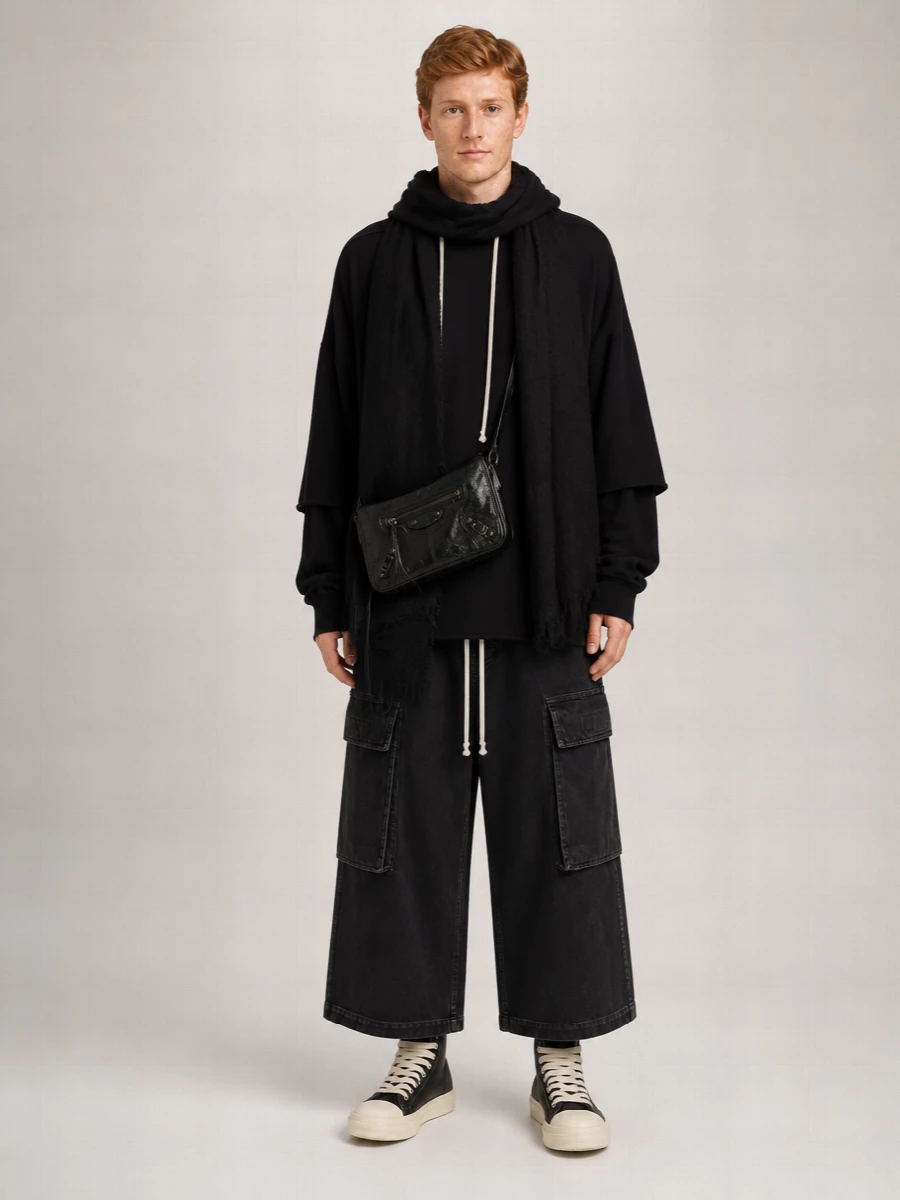 Rick Owens Drkshdw Cotton Double Cargo Jumbo Belas Wide-Leg Jeans