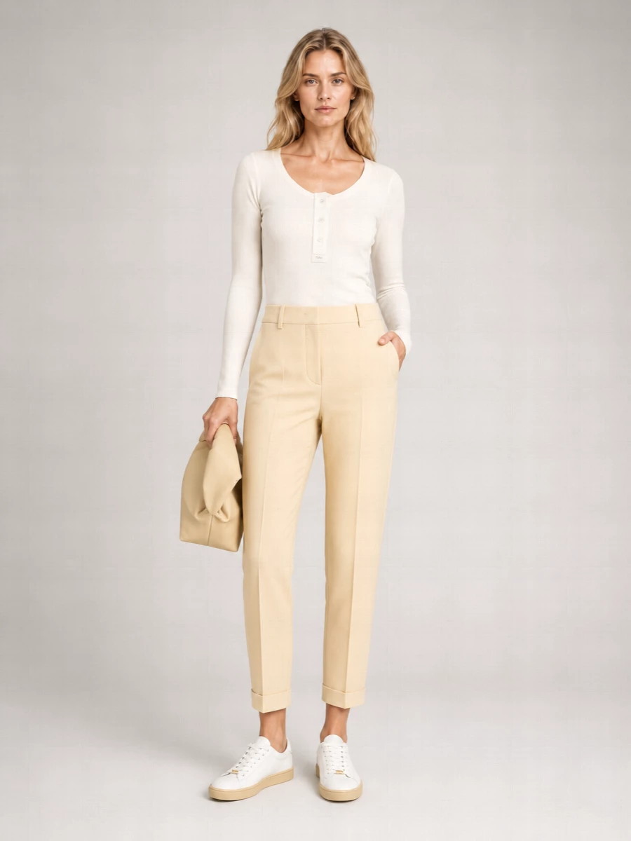 Chloé Ribbed Scoop-Neck Long-Sleeve Henley Top