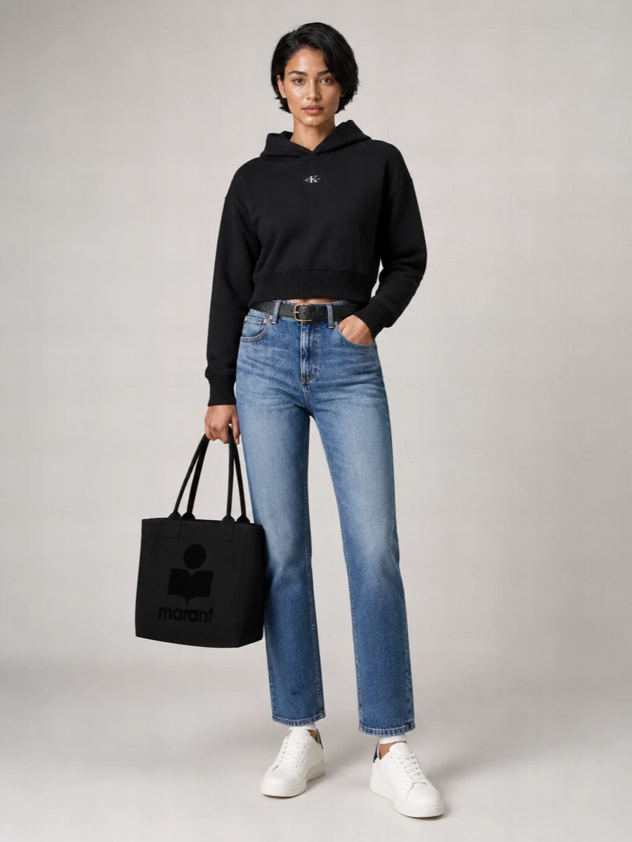 Calvin Klein Cropped Cotton Hoodie