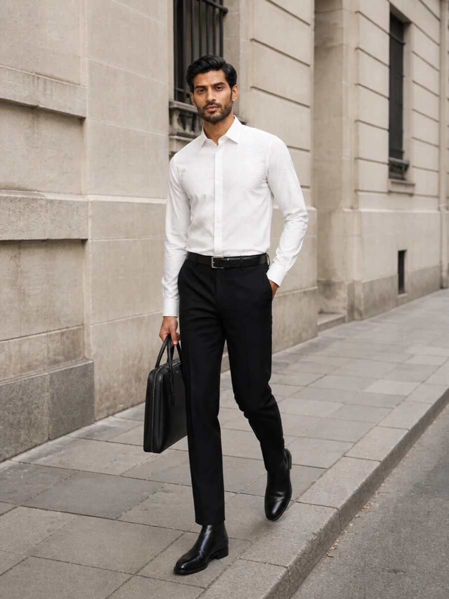 Saint laurent white shirt black tailored trousers