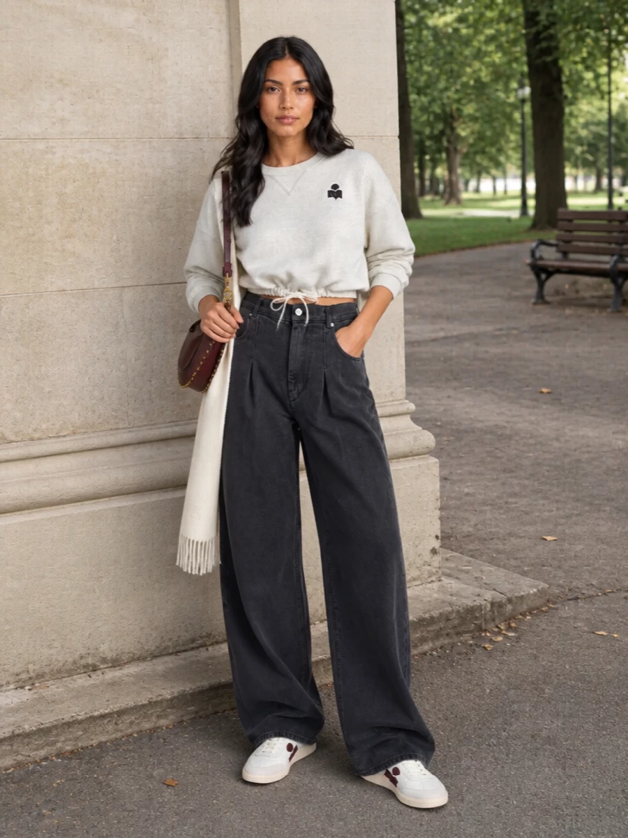 Isabel marant cropped sweatshirt wide leg pants