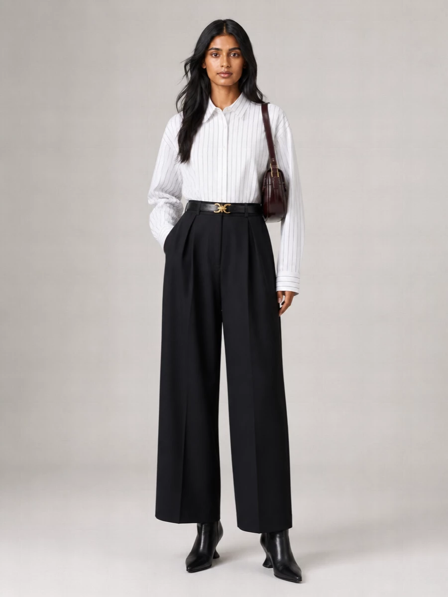 Dries Van Noten Wool High-Rise Wide-Leg Peacha Trousers