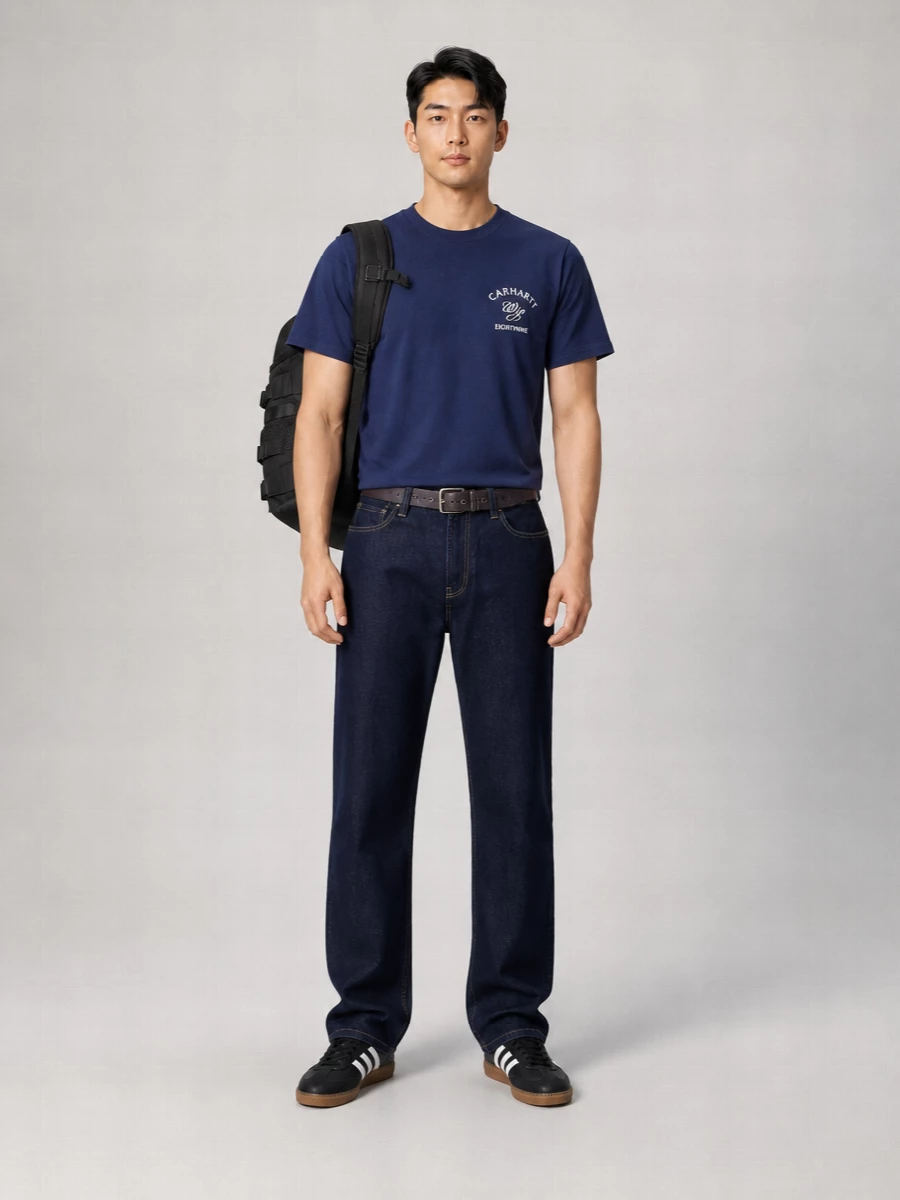 Carhartt Wip Cotton Aaron Wide-Leg Straight-Leg Trousers
