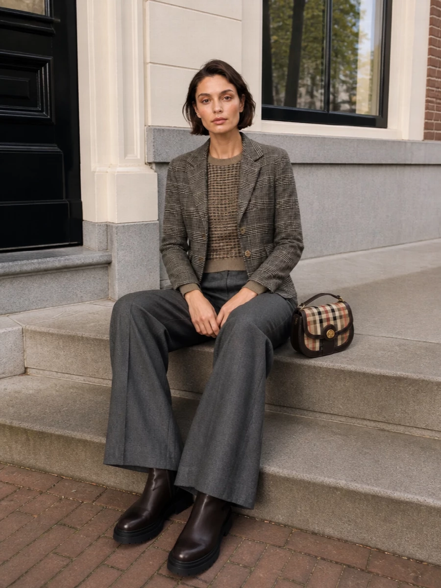 Ermanno scervino checked jacket wide leg trousers