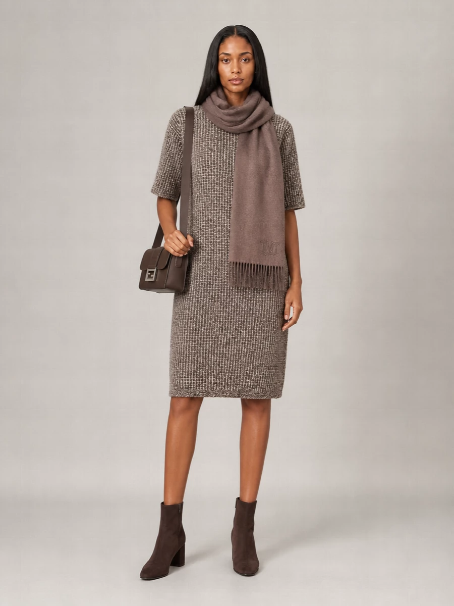 Fabiana Filippi Sequin Tweed Knee-Length Dress