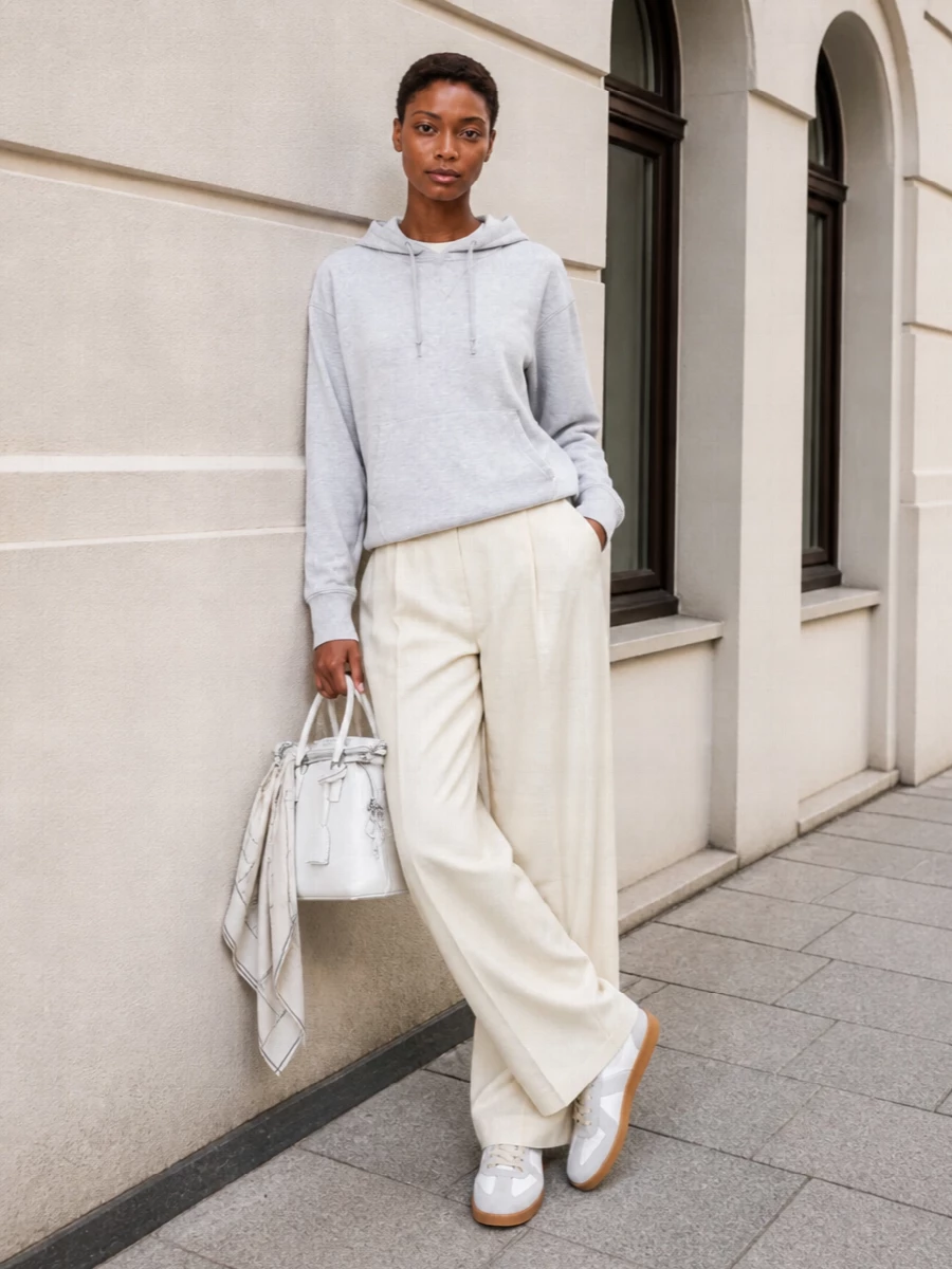 Maison margiela hoodie wide leg trousers outfit