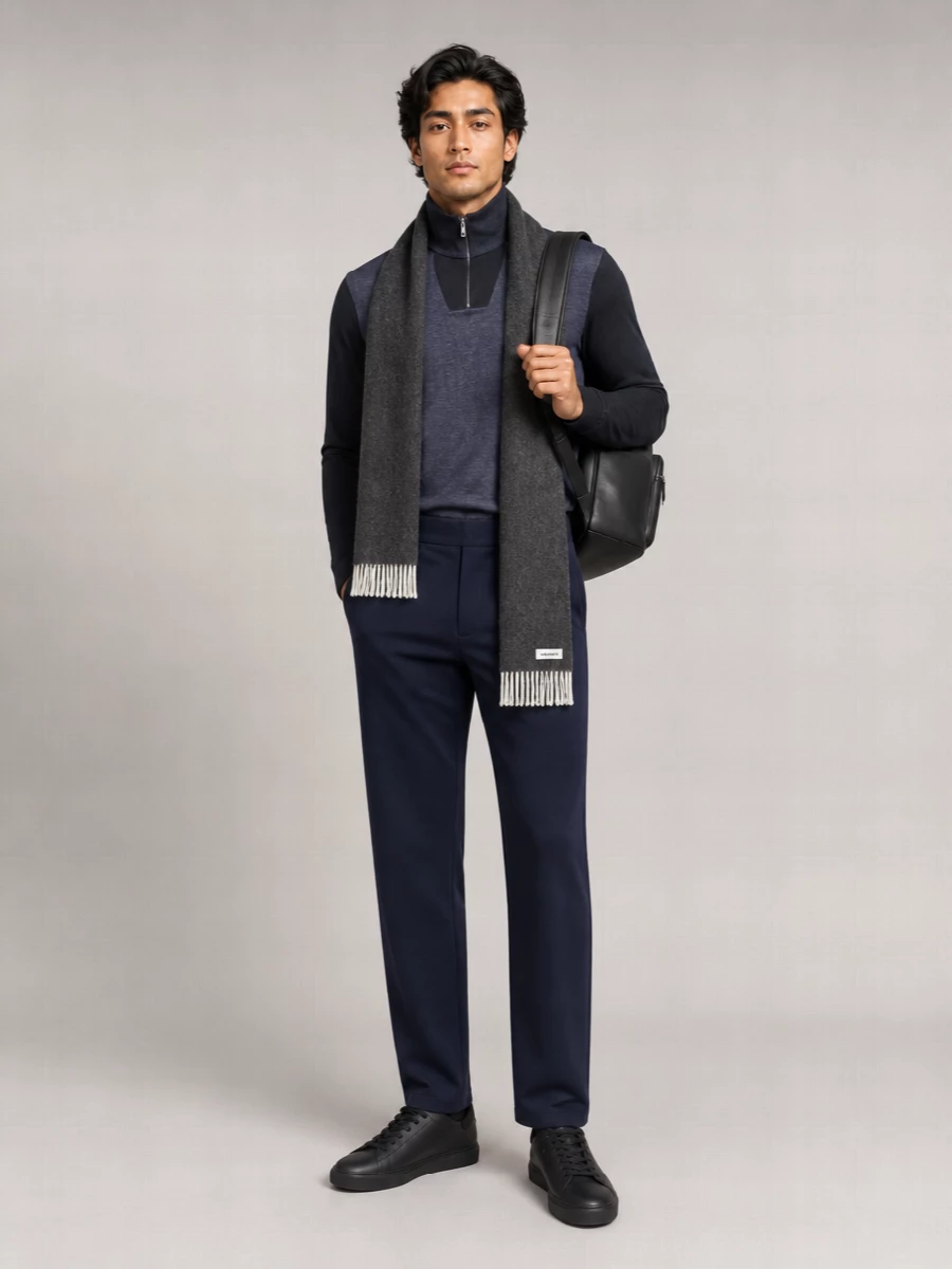 Emporio Armani Virgin Wool Half Zip Turtleneck Sweater