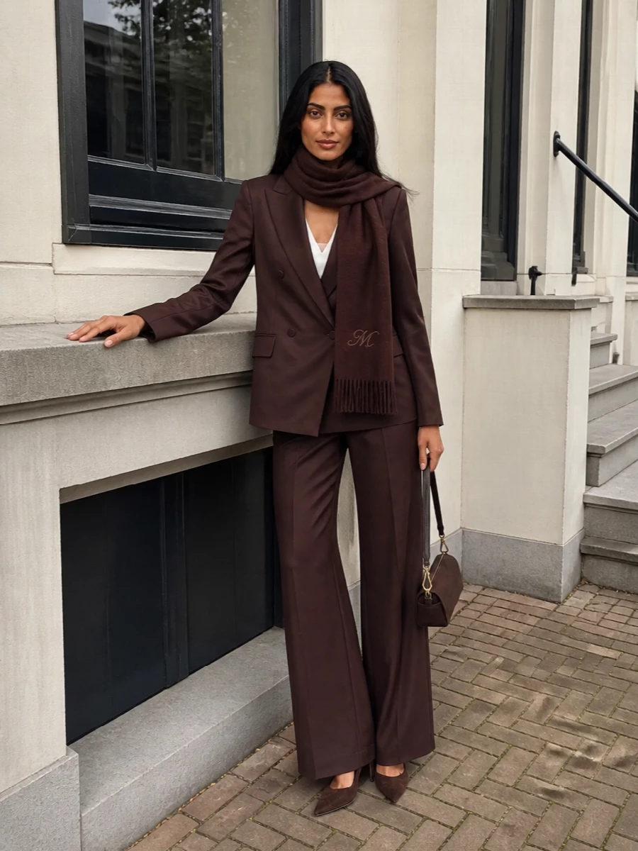Max mara blazer wide leg trousers prada bag