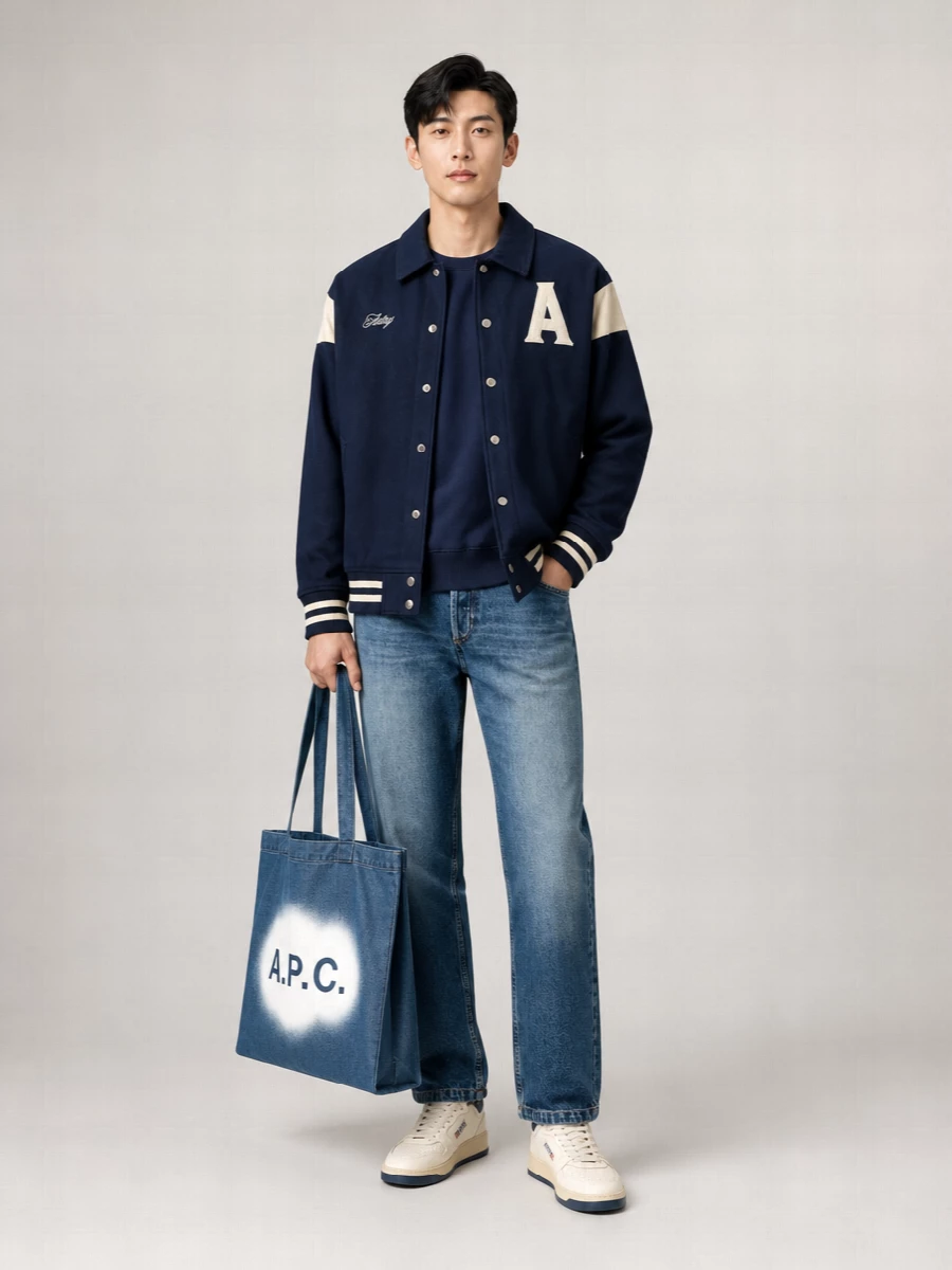 A.p.c. Diane Logo Denim Tote Bag