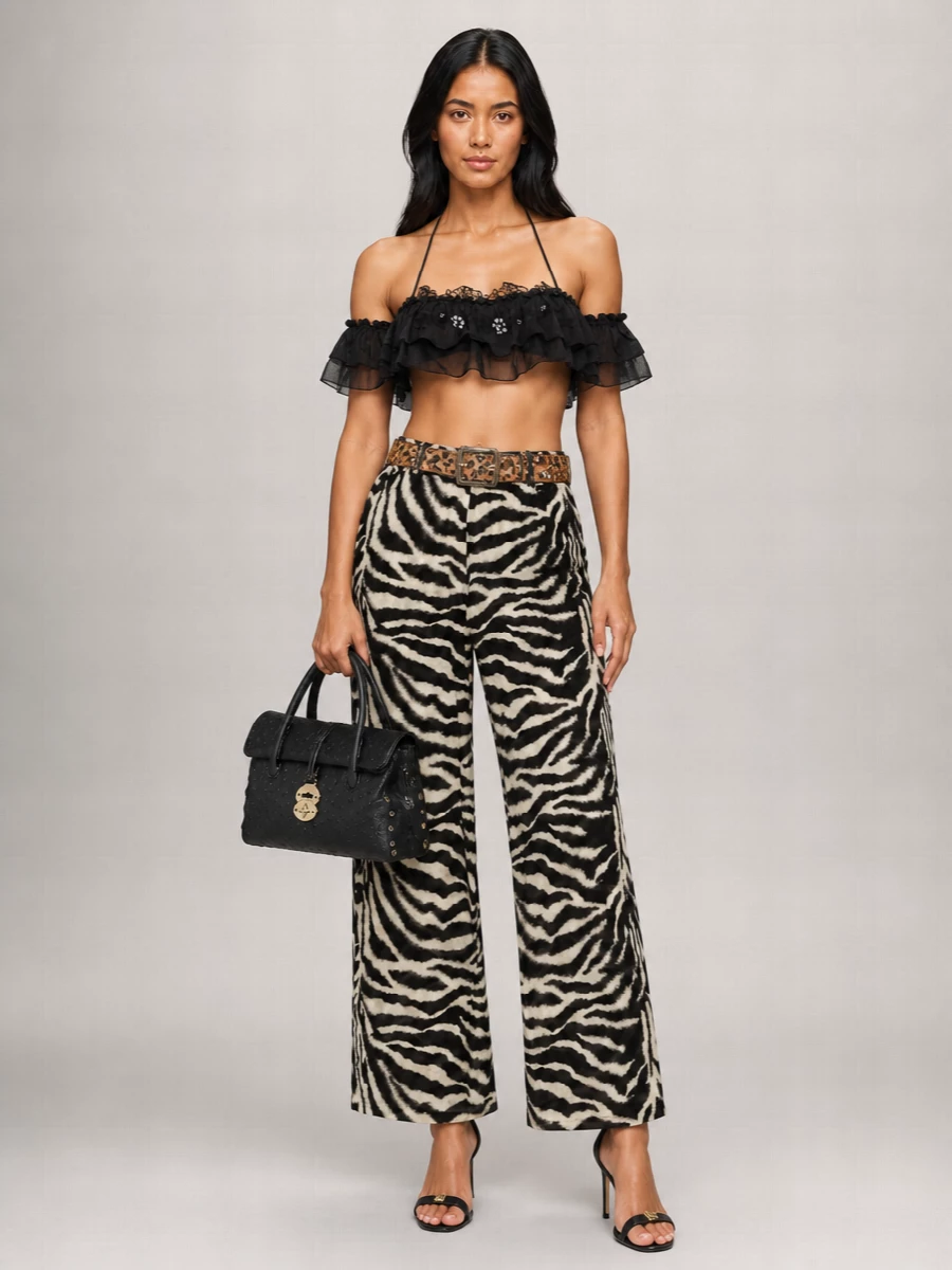 Golden Goose Leopard-Print Studded Leather Belt