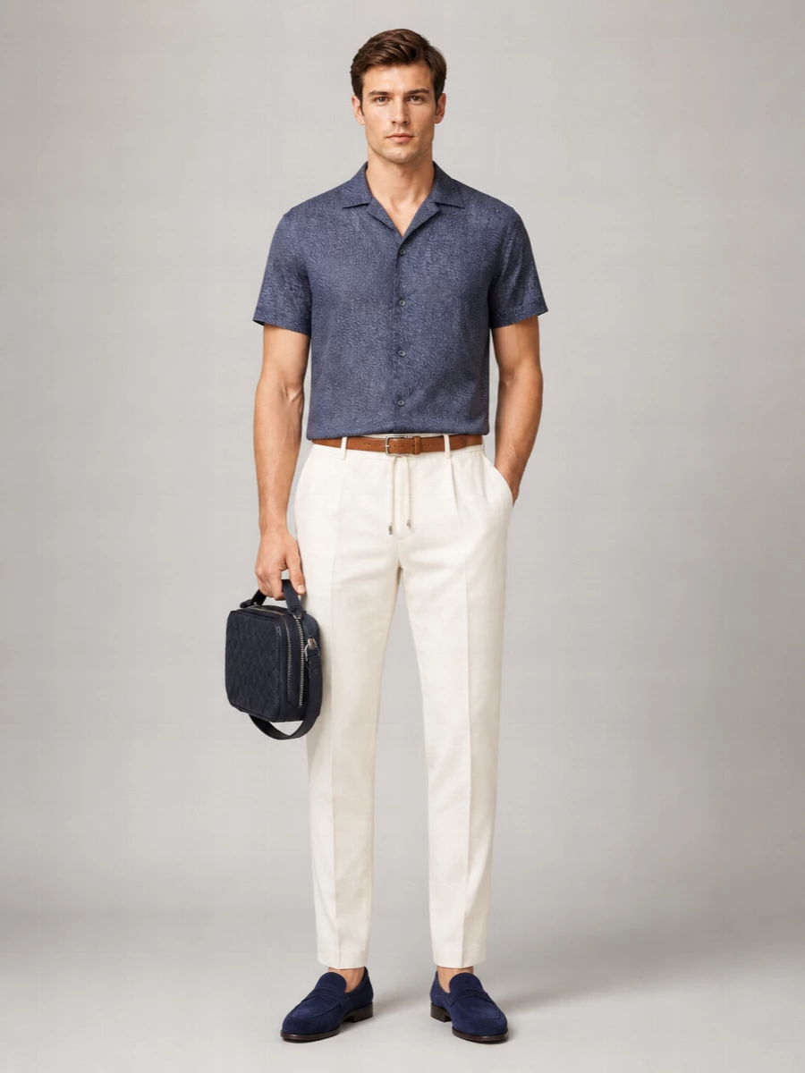 Brioni Linen Printed Cuban Shirt