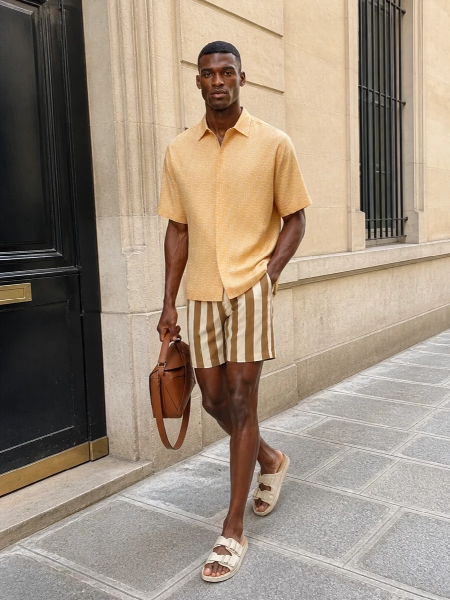 Fendi striped shorts monogram shirt summer outfit