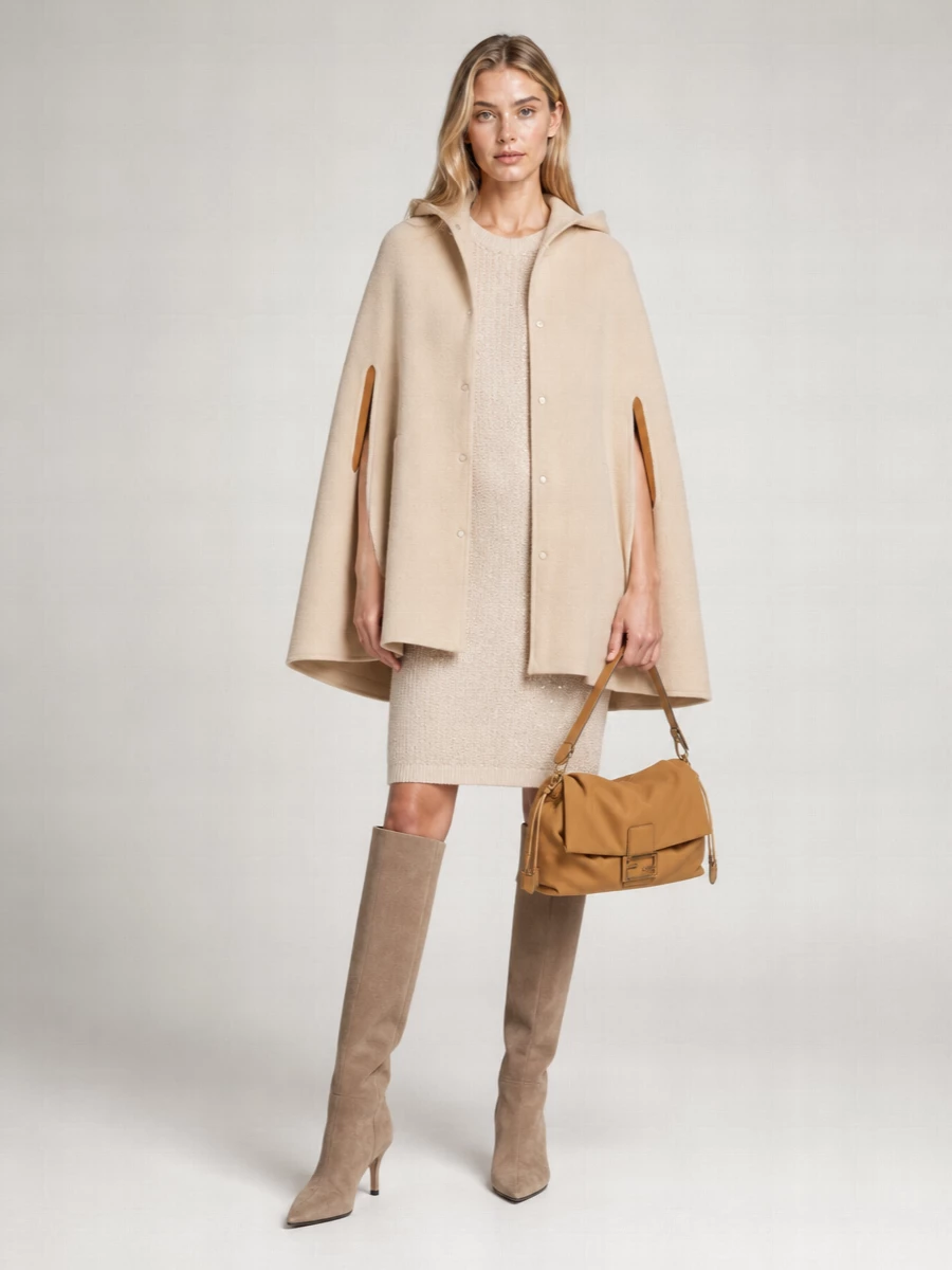 Fabiana Filippi Wool Hooded Poncho