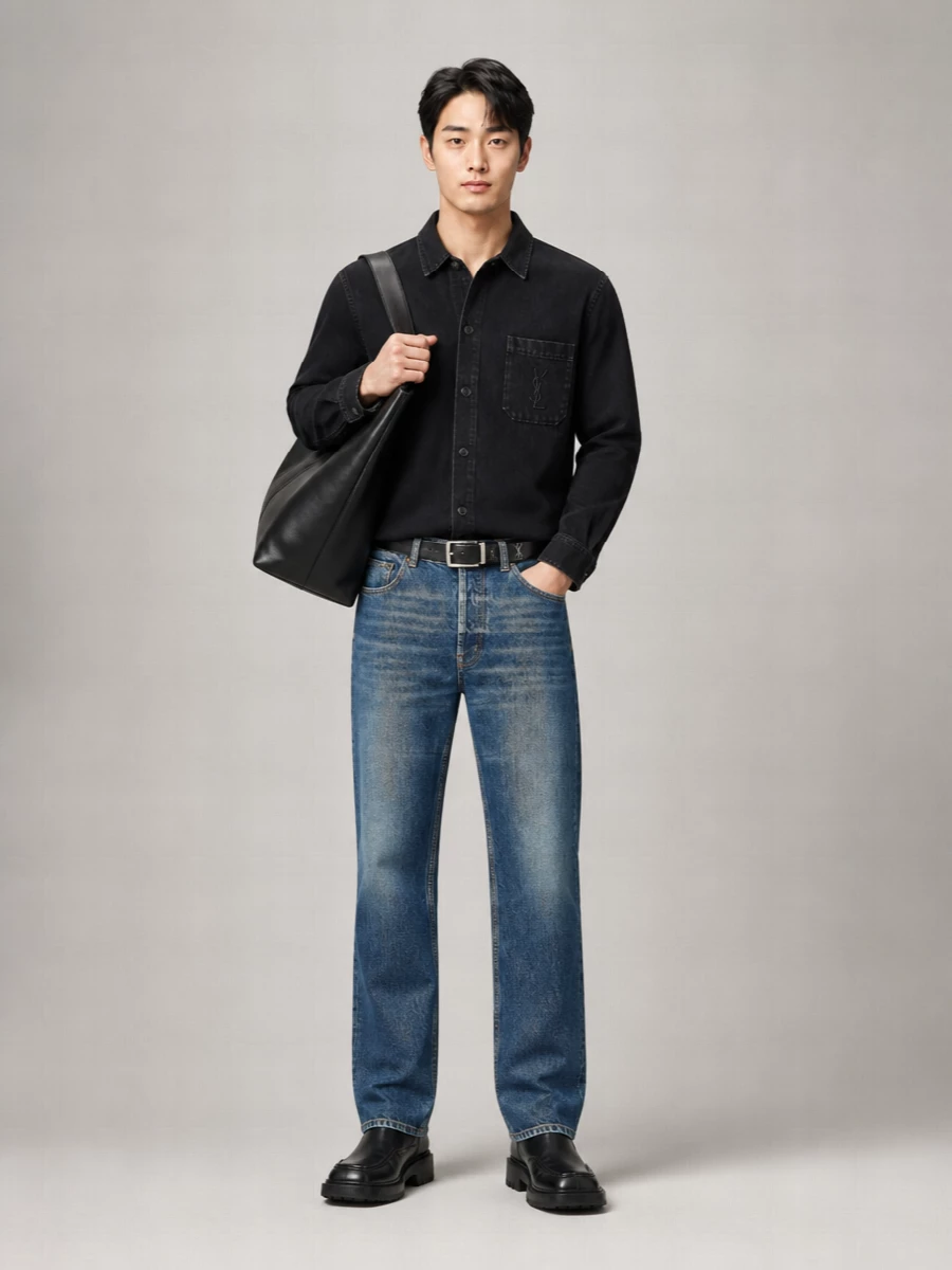 Saint Laurent Denim Loose Straight-Leg Mid-Rise Jeans