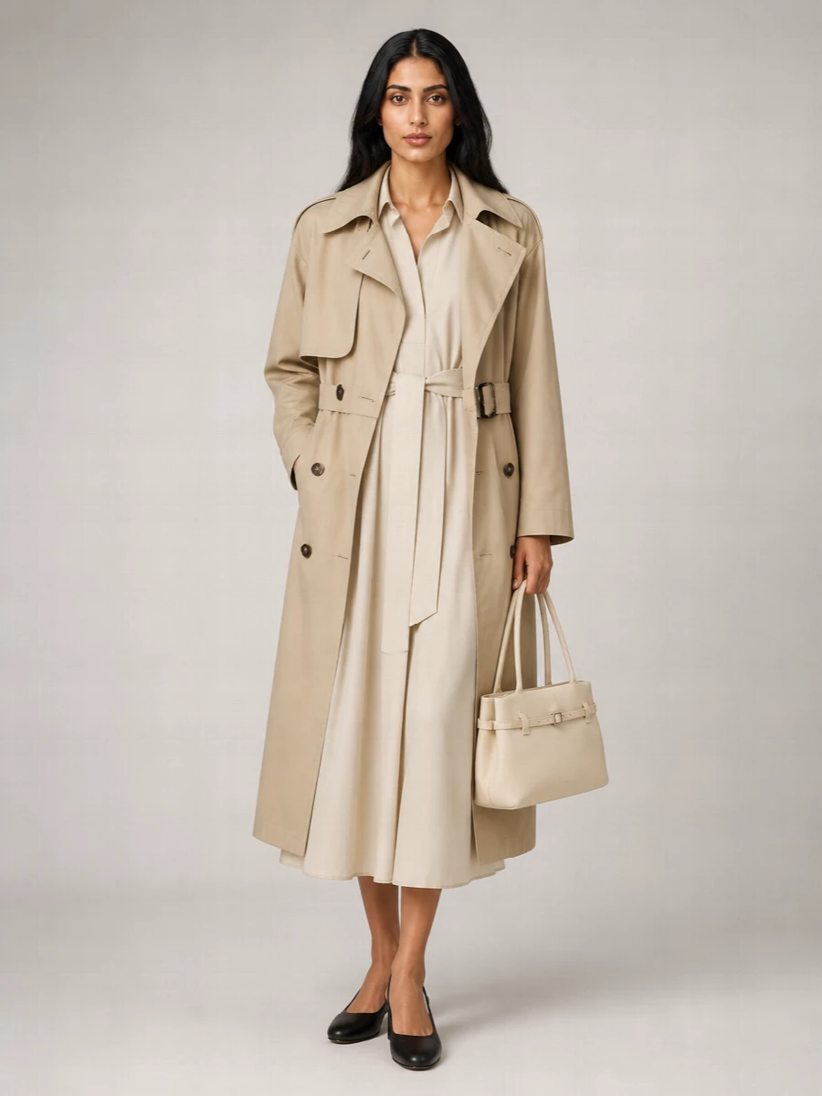 S Max Mara Cotton-Blend Double-Breasted Trench Coat