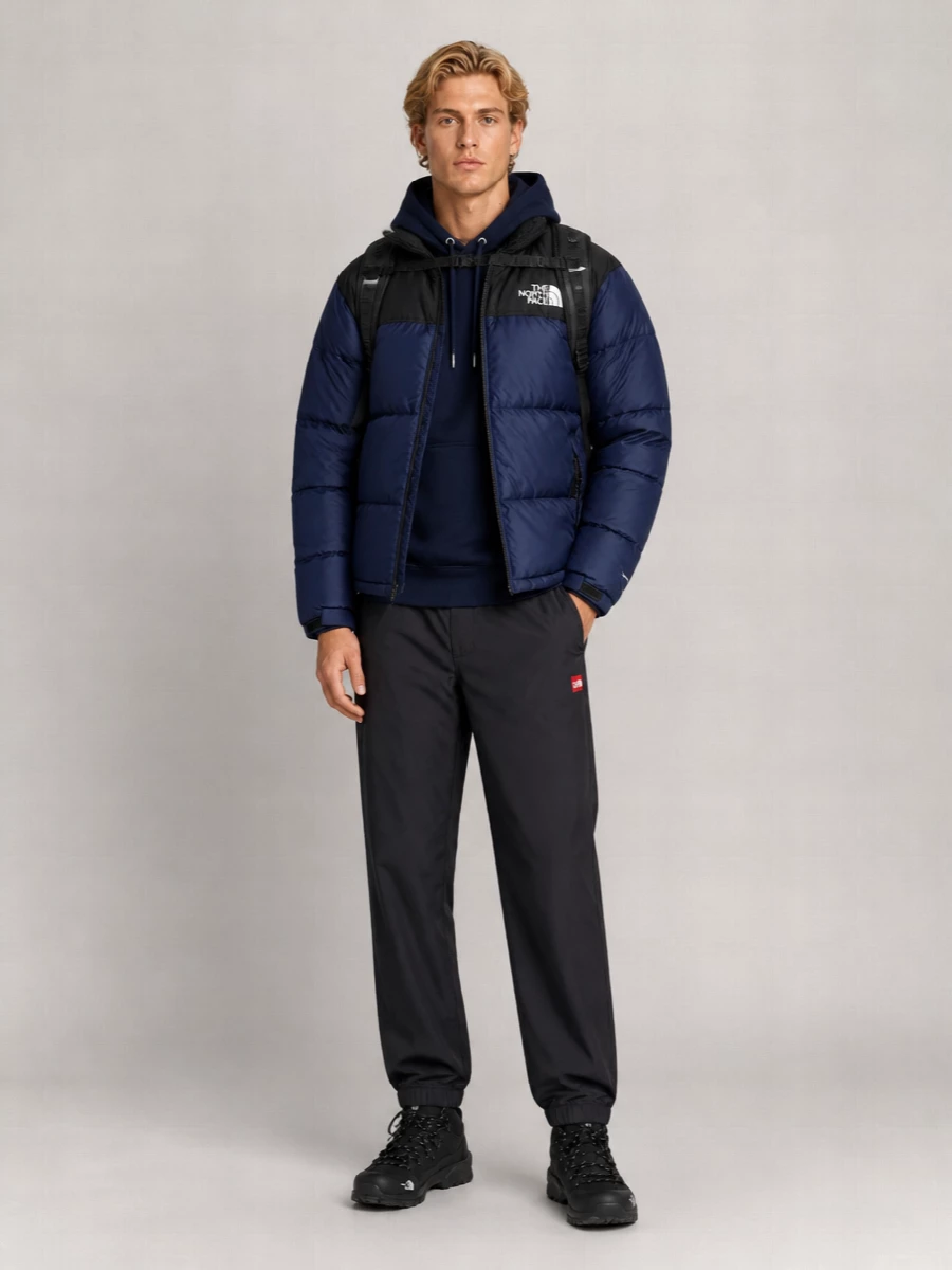 The North Face nylon full-length puffer jacket