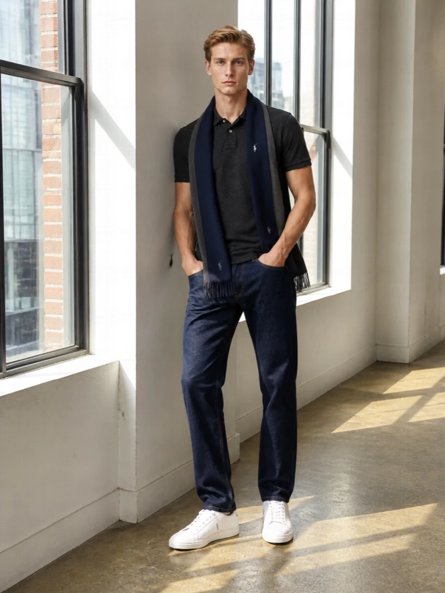 Polo ralph lauren polo dark jeans white sneakers