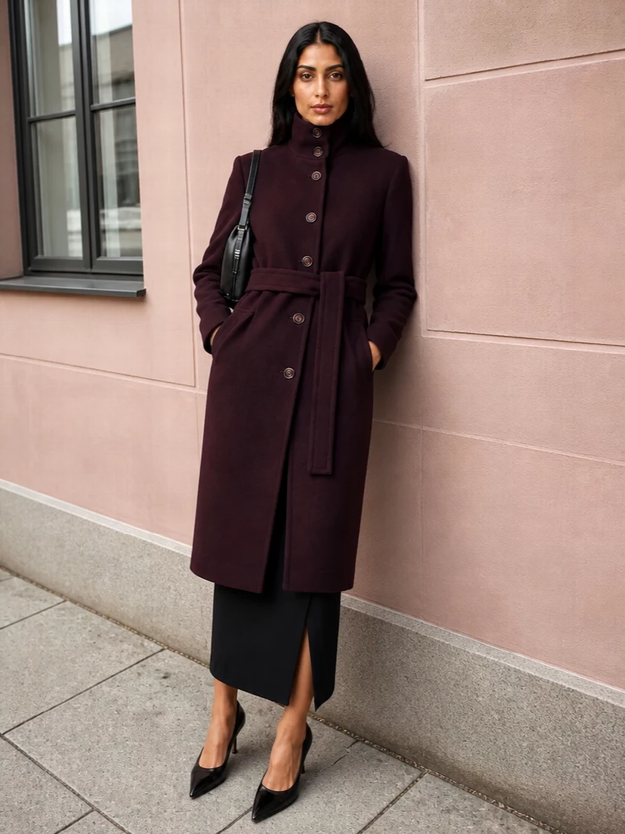 Parosh black knit midi dress pinko aubergine coat