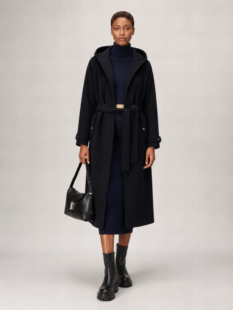 Pinko Belted Hooded Coat