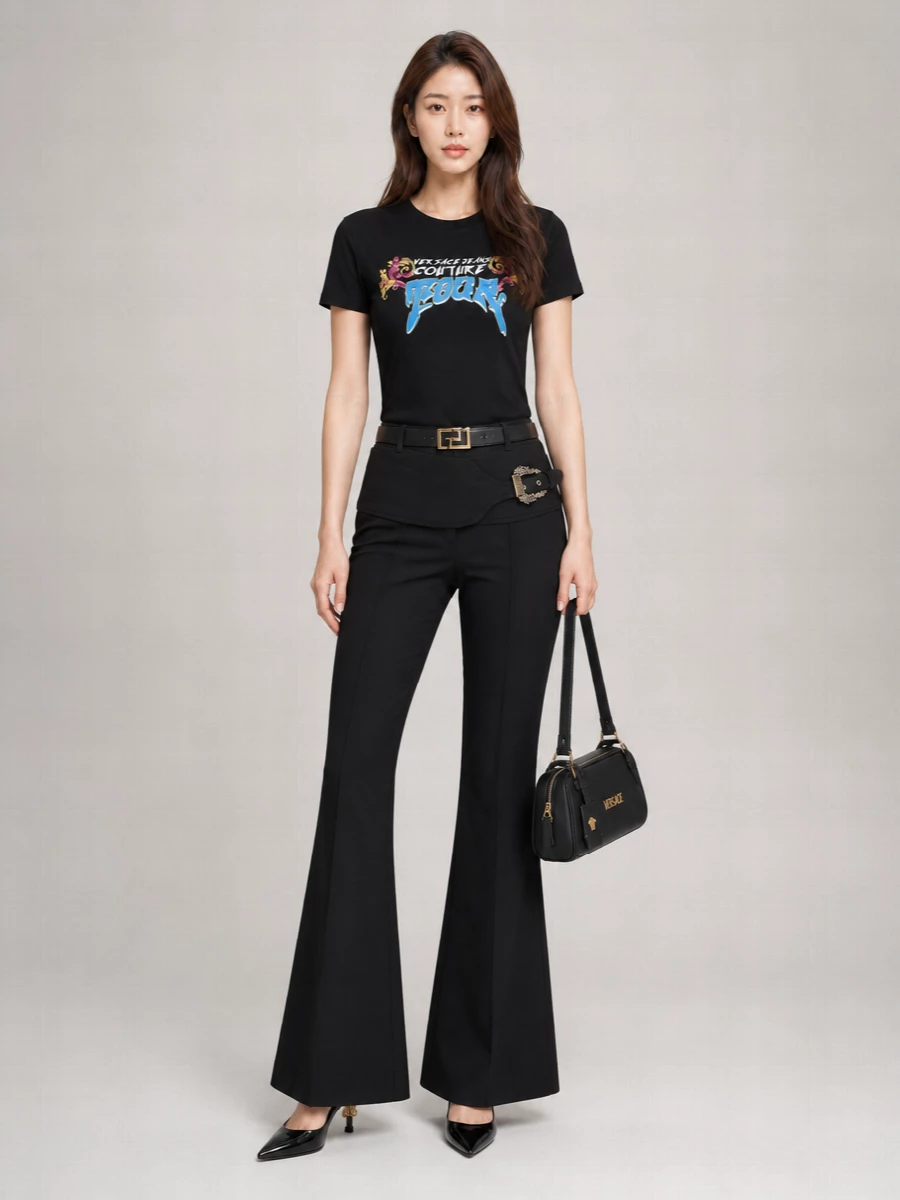 Versace Jeans Couture Ribbed Logo Print T-Shirt