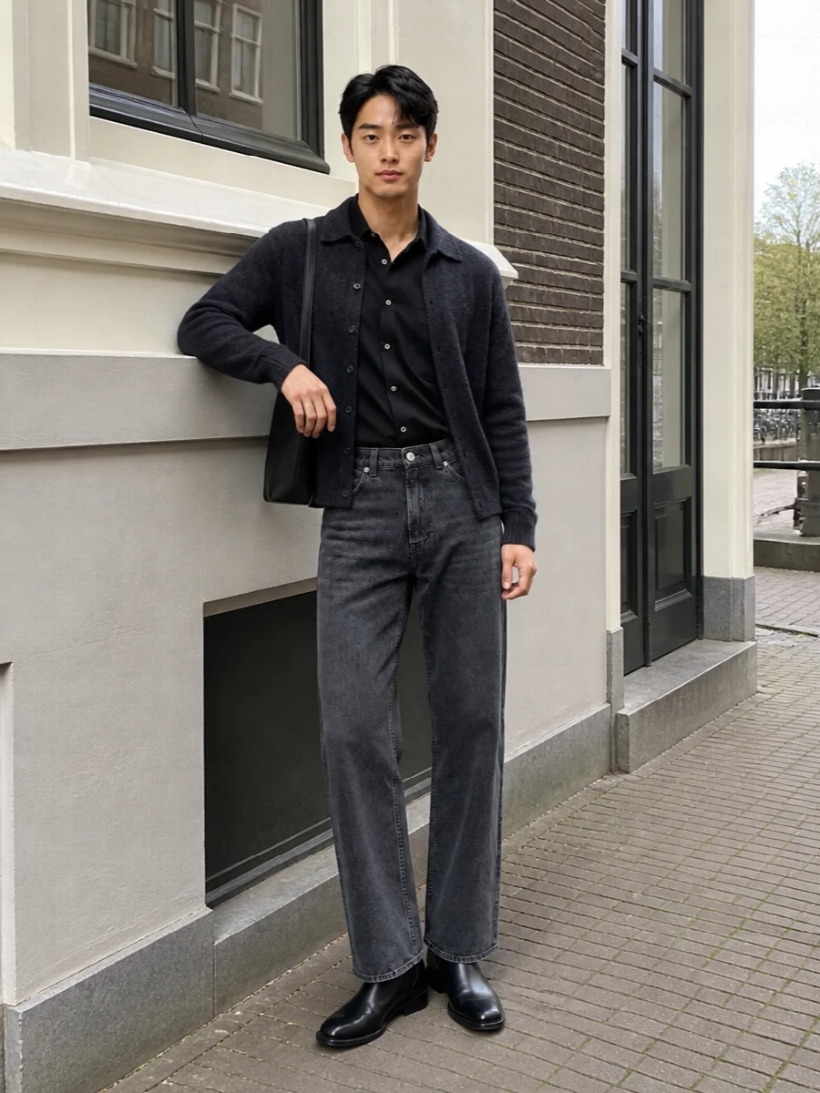 Our legacy knit jacket black shirt jeans