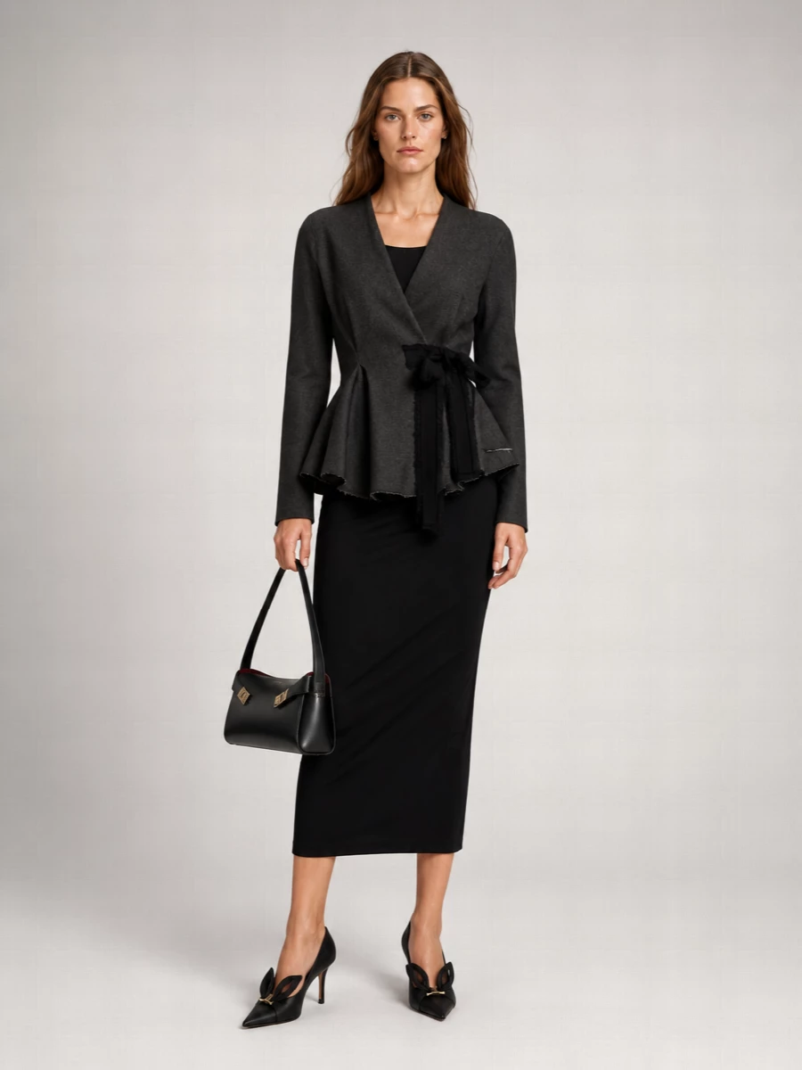 Alberta Ferretti peplum single breasted coat