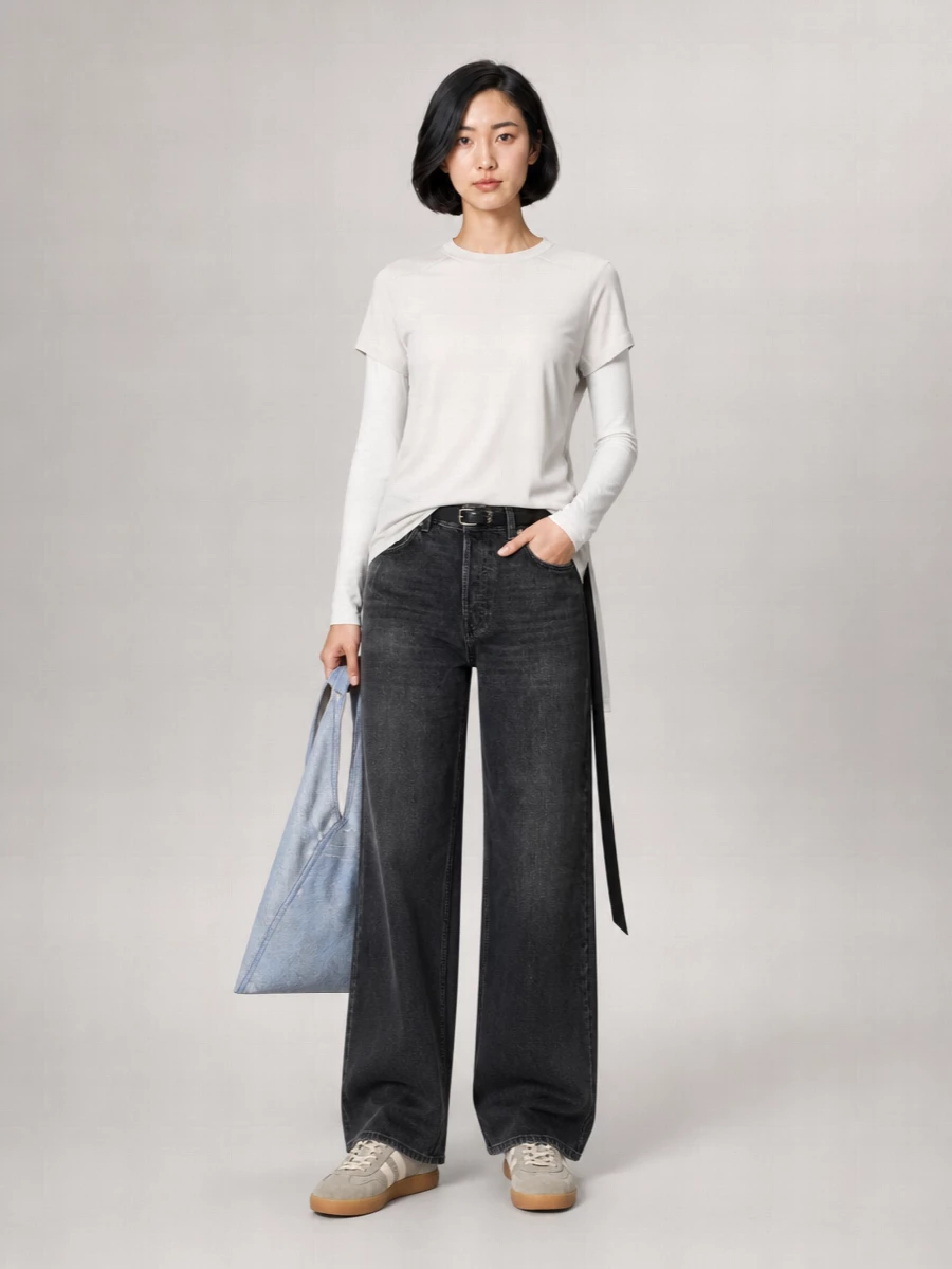 Haikure Denim Mid-Rise Wide-Leg Jeans