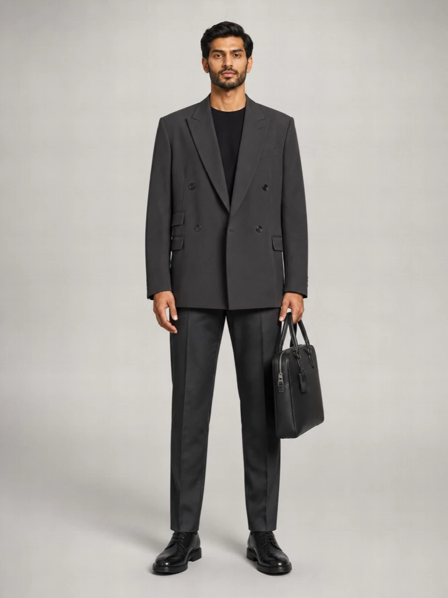Giorgio Armani Virgin Wool Oversized Double Breasted Coat