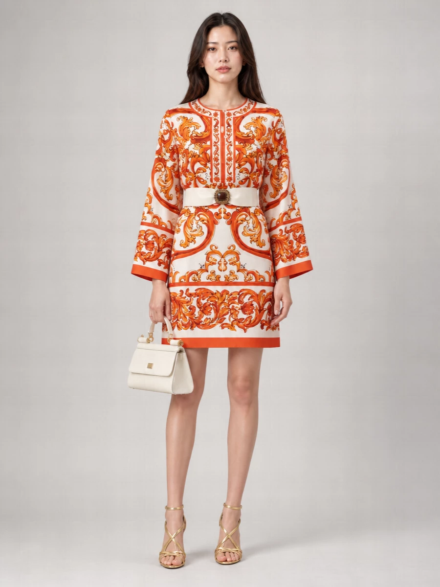 Dolce&Gabbana Silk Maiolica Print Mini Dress