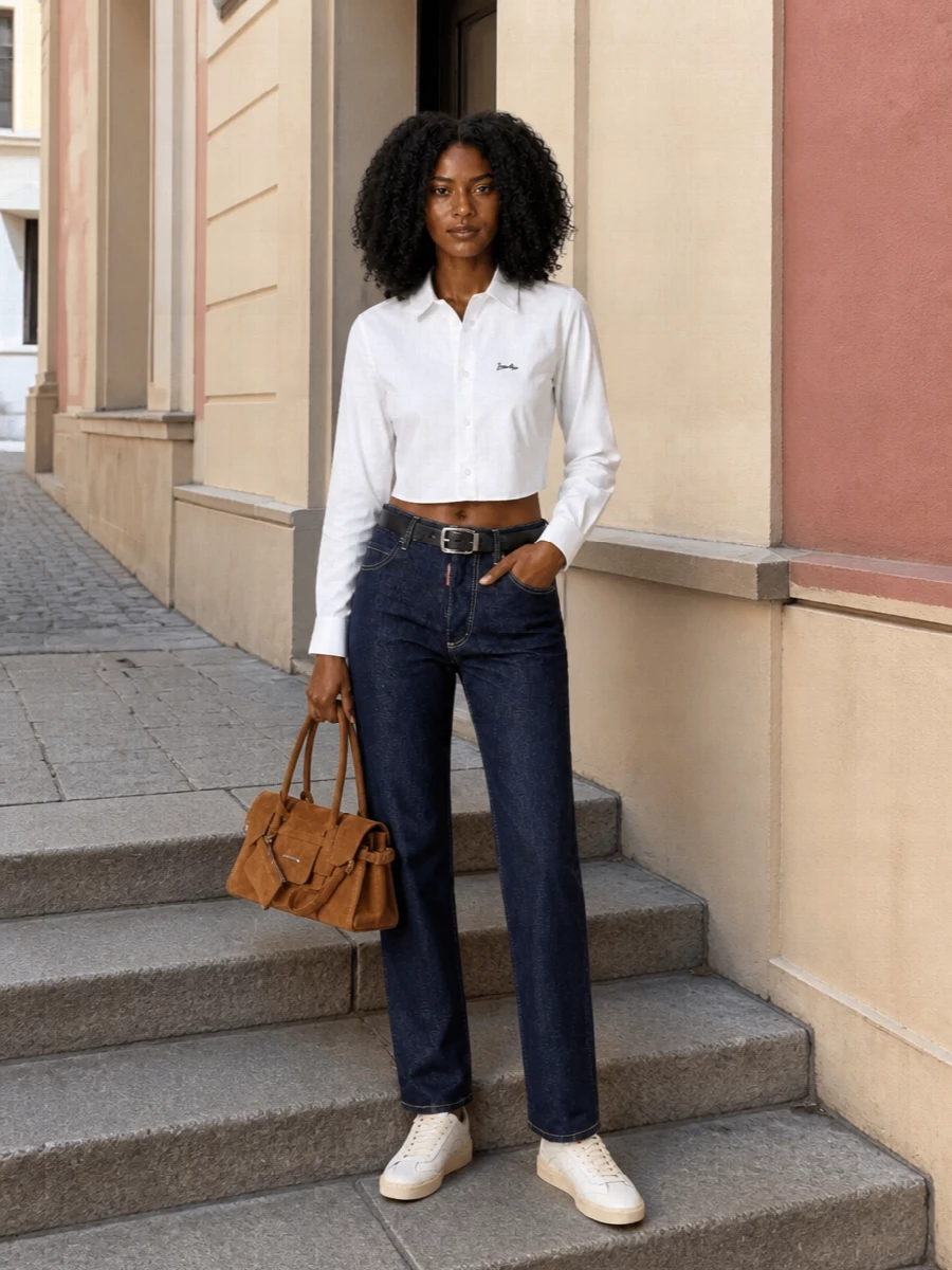 Dsquared2 indigo jeans white shirt sneakers
