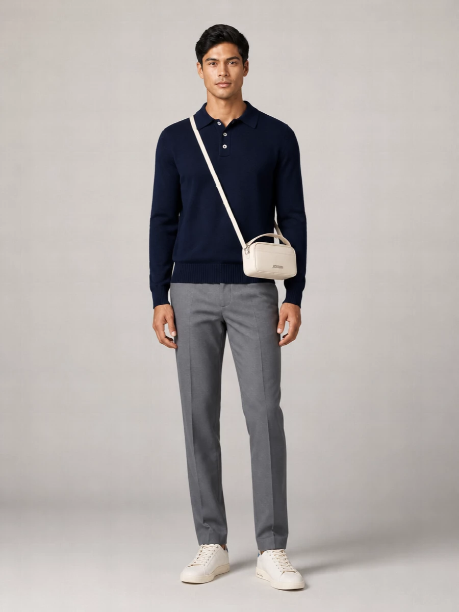 Amaranto Cashmere Wool Polo Shirt