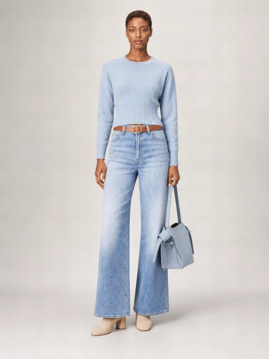 7 For All Mankind Denim High-Rise Wide-Leg Trousers
