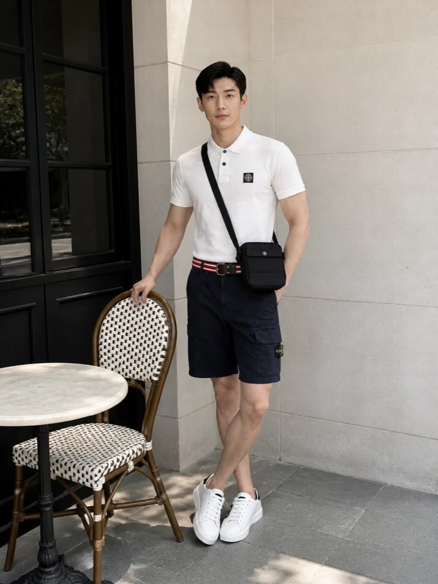Stone island polo navy cargo shorts sneakers