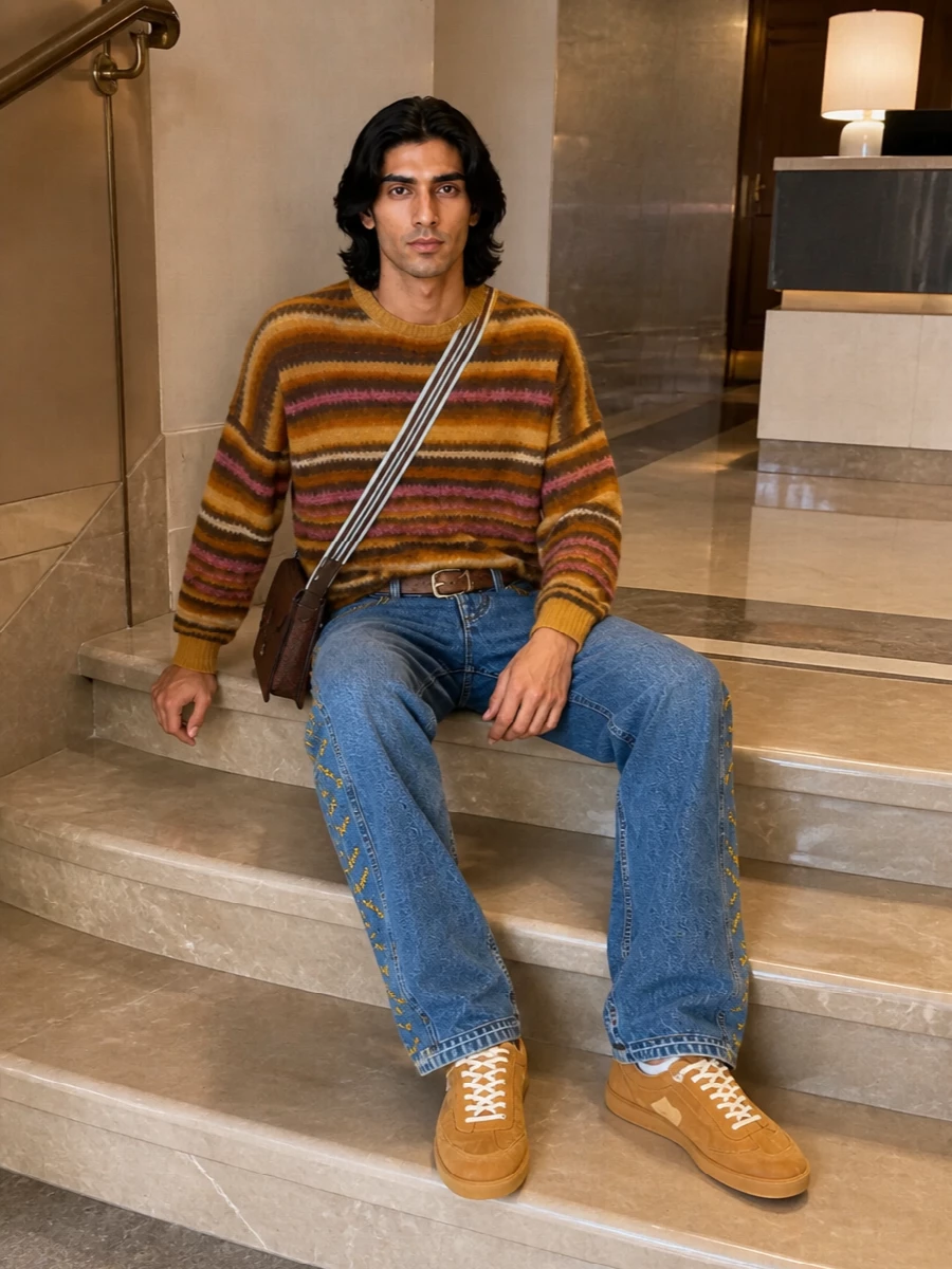 Isabel marant embroidered jeans striped jumper outfit