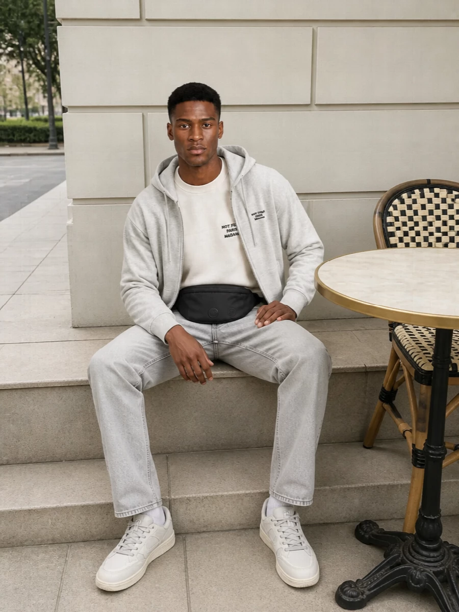 Drole de monsieur hoodie grey jeans outfit