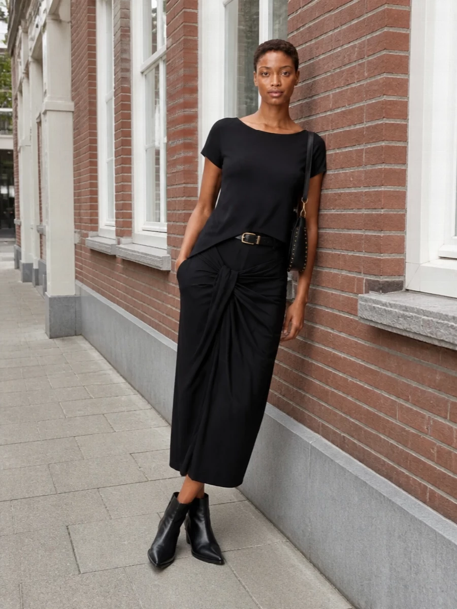 Isabel marant black midi skirt western ankle boots
