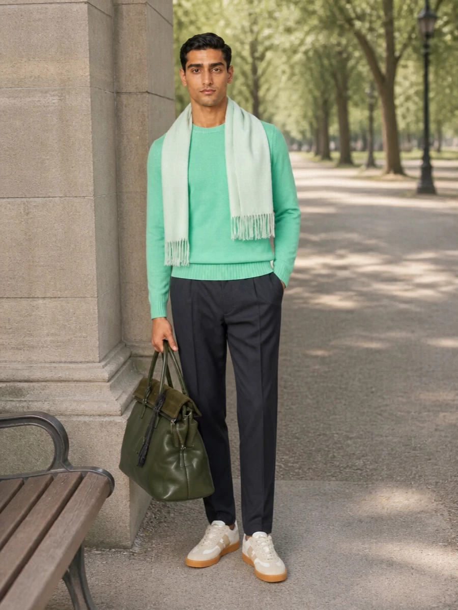 Drumohr mint sweater herno trousers hogan sneakers