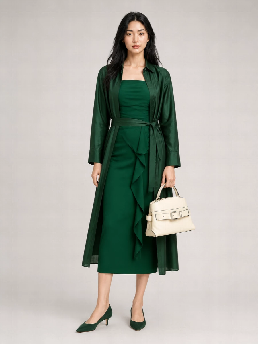 S Max Mara Silk Blend Shirt Midi Dress