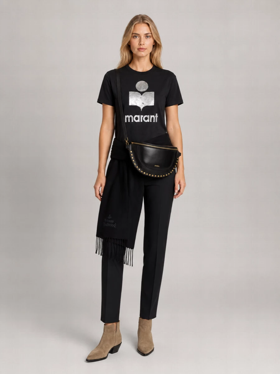 Isabel Marant Linen Crew Neck Short-Sleeve T-Shirt