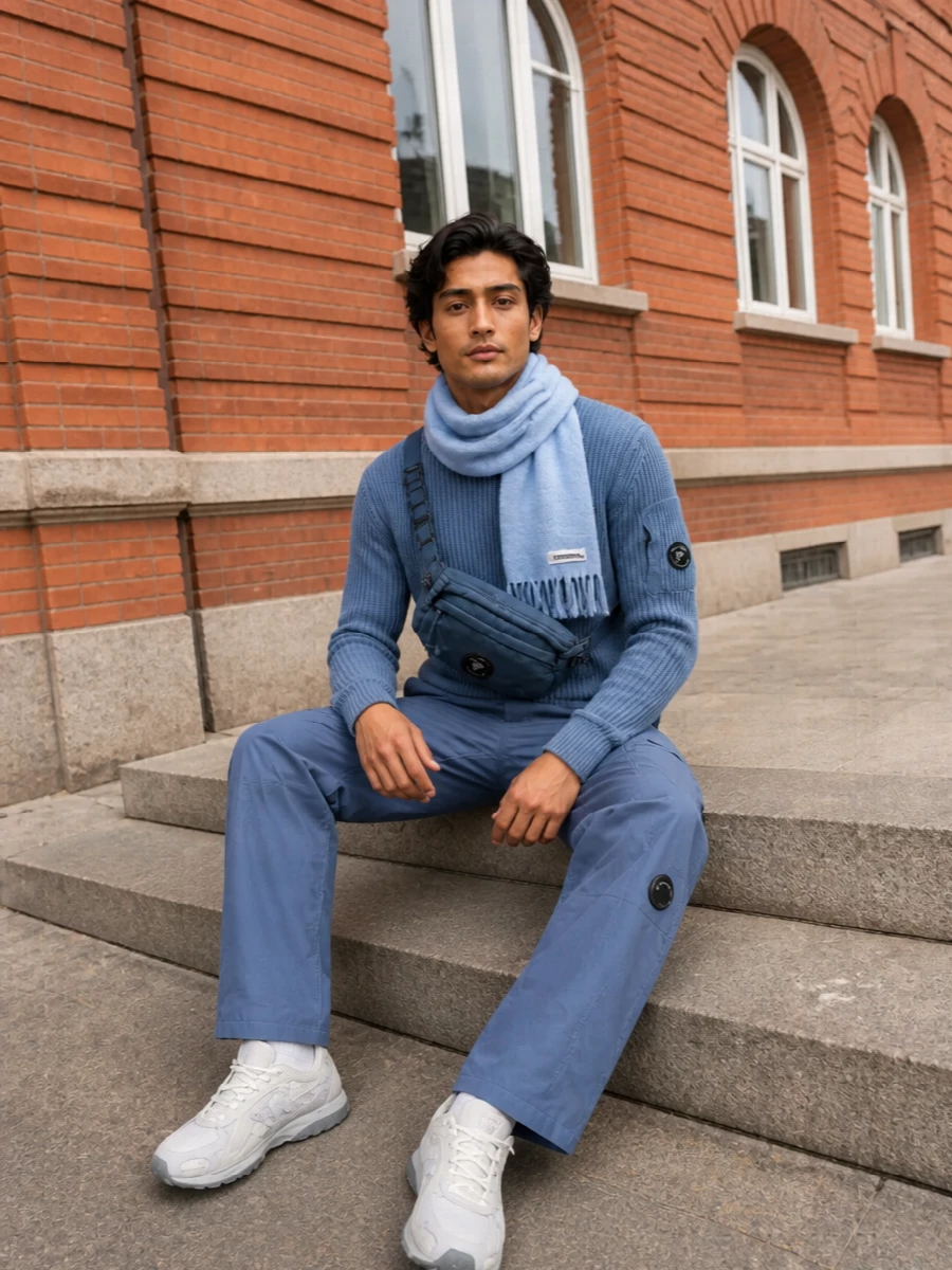 Cp company blue sweater slate cargo pants