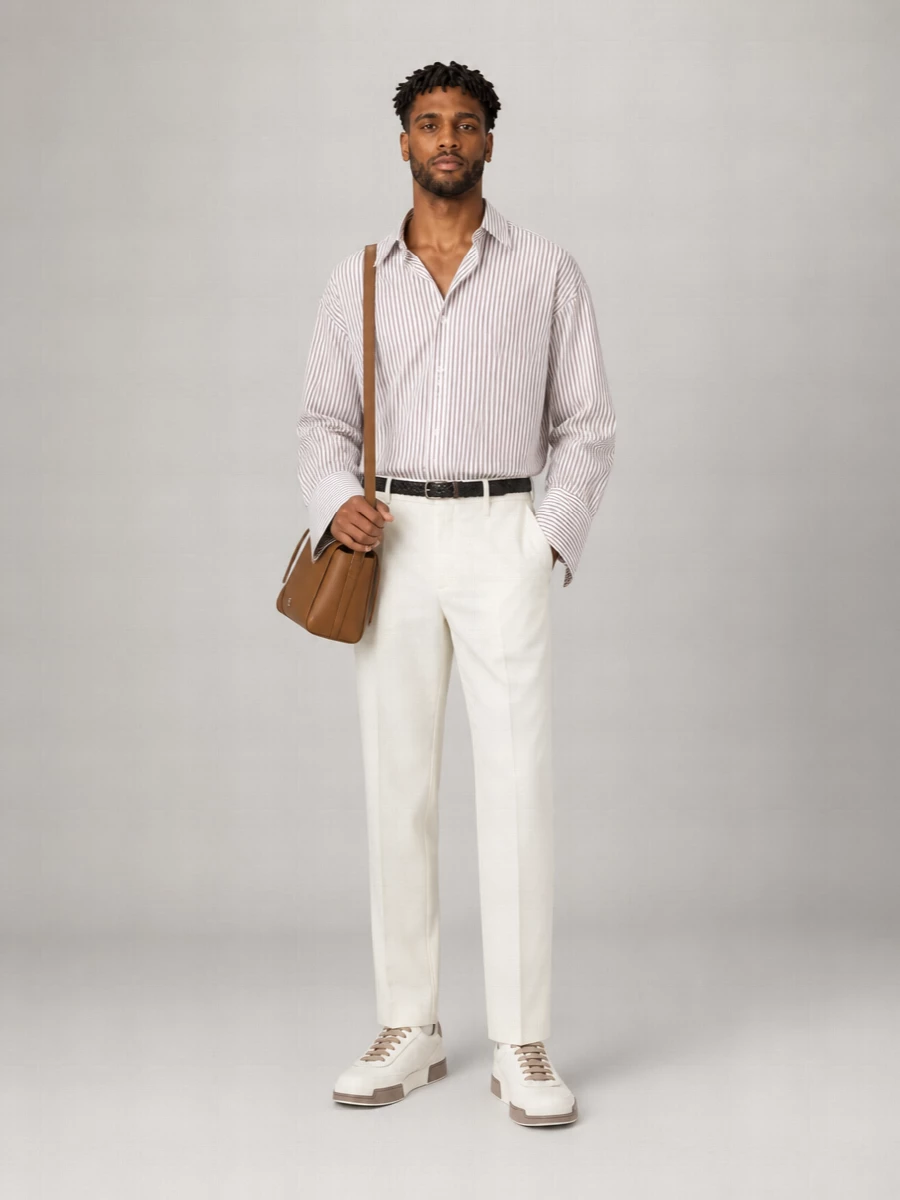 Dolce&Gabbana Striped Embroidered Poplin Oversized Shirt