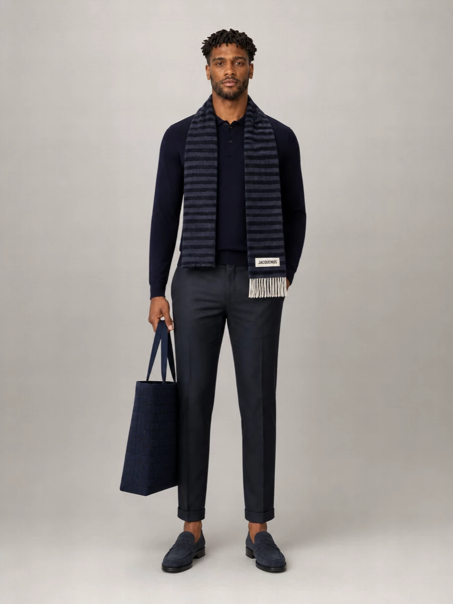 John Smedley Merino Wool Long-Sleeve Polo Shirt