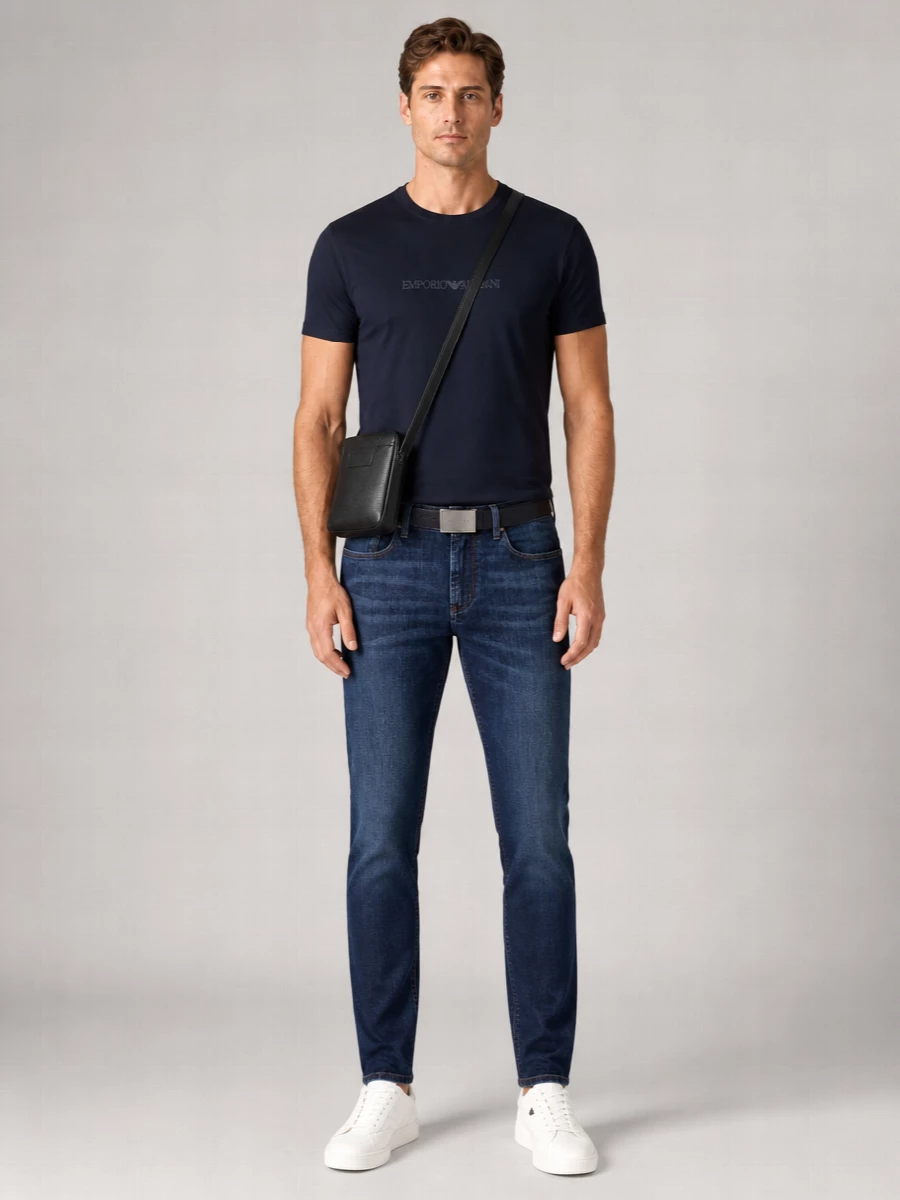 Emporio Armani Cotton Slim-Fit Logo-Embroidered T-Shirt