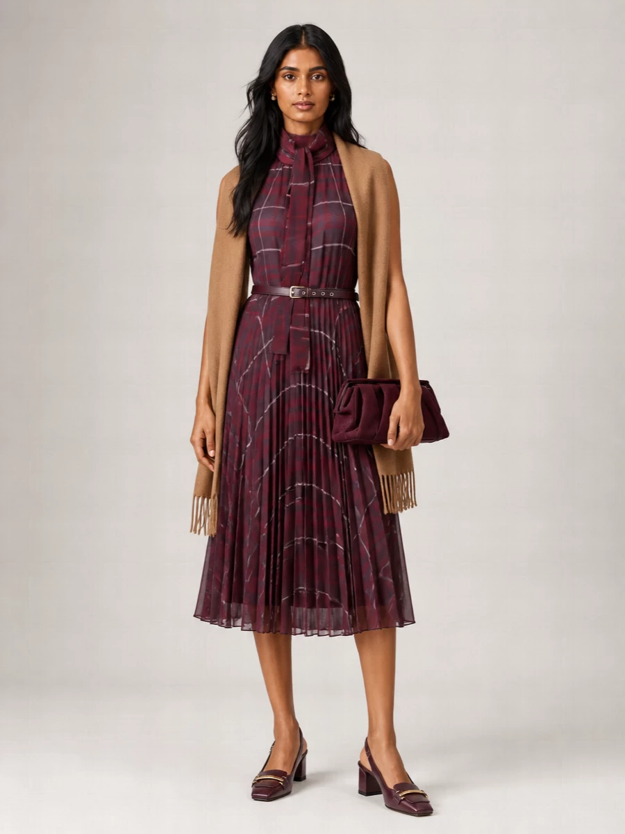 S Max Mara Tartan Midi Dress