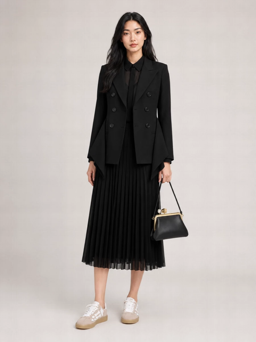 Ami Paris Peak Lapel Wool Blazer Slit Detail