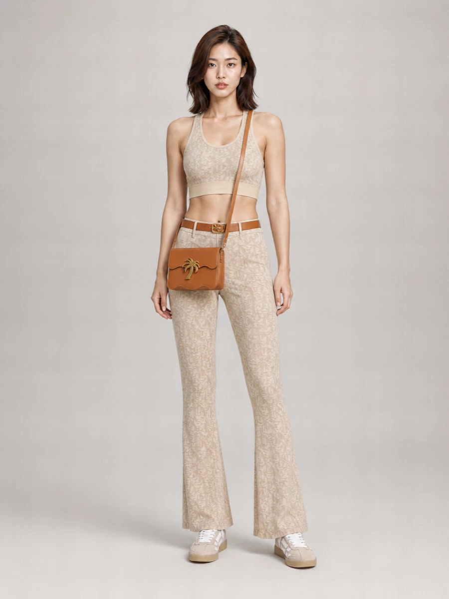 Palm Angels Monogram Jacquard Flared Knit Trousers