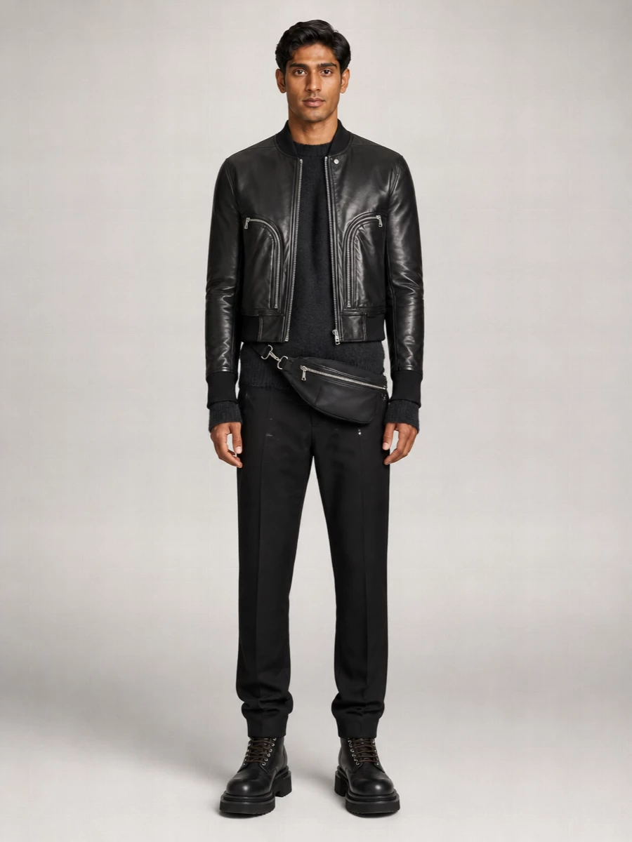 Rick Owens Leather Lace Up Bogun Combat Boots