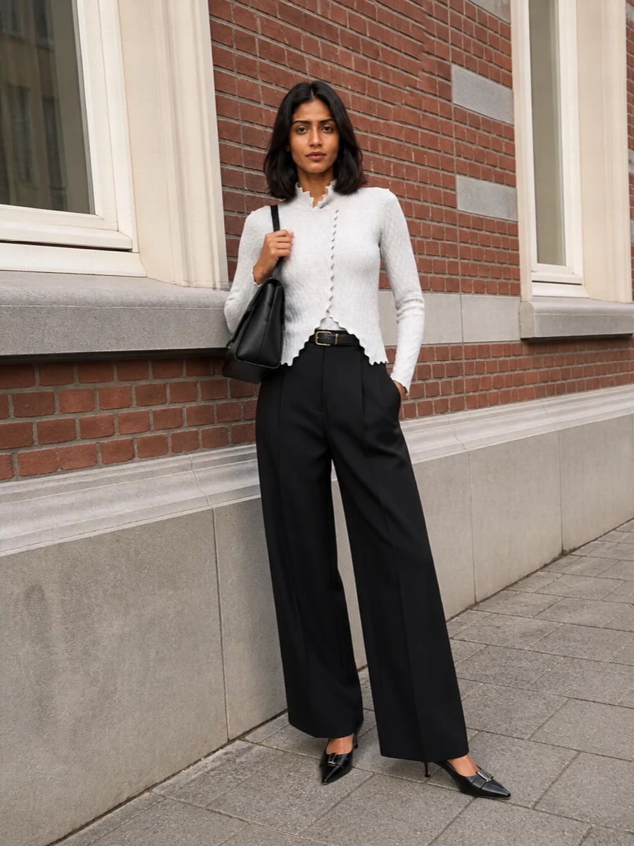 Emporio armani wide leg trousers sculpted knit